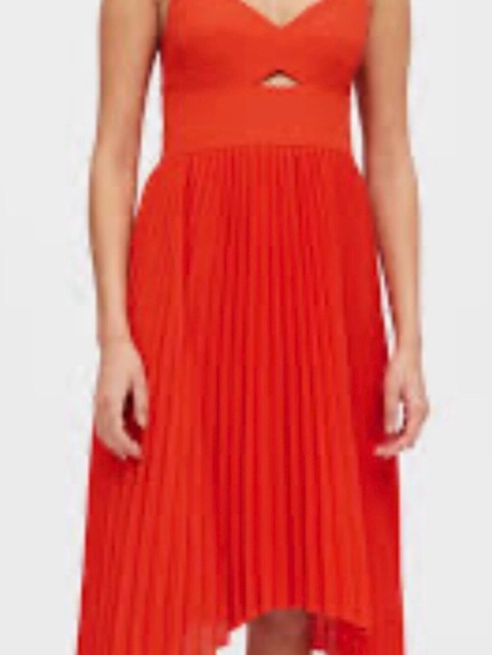 Banana Republic High-Low Pleated Dress in Vibrant Fire Engine Red - Picture 3 of 4